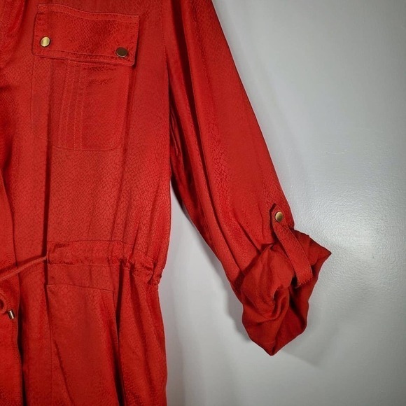 Chico's Snakeskin Print Tie Waist Tunic Red Orange Size 1 / Medium - Picture 4 of 12